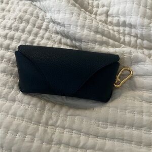 Loewe Black Leather Sunglasses Case with Gold Clip